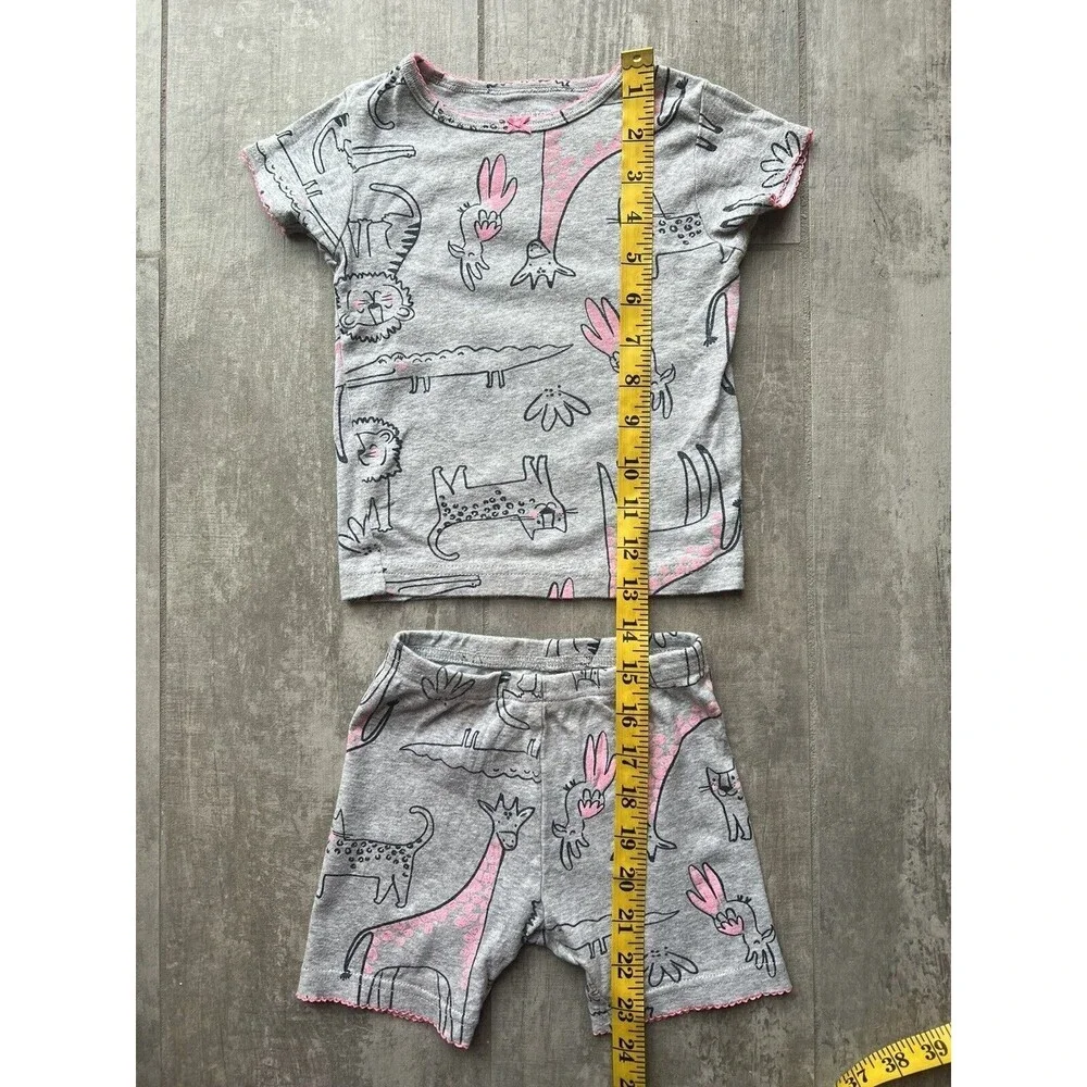 Baby Toddler Girl 2 Piece Pjs Pajama Sleep Set Cotton Zoo Animals 2T Cute
